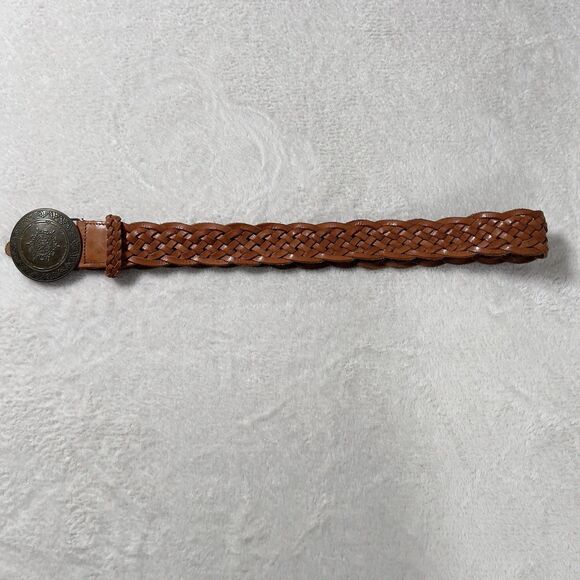 BKE BUCKLE Woven Leather Western Belt Sz M Brown Medallion Buckle Adjustable - Picture 8 of 9